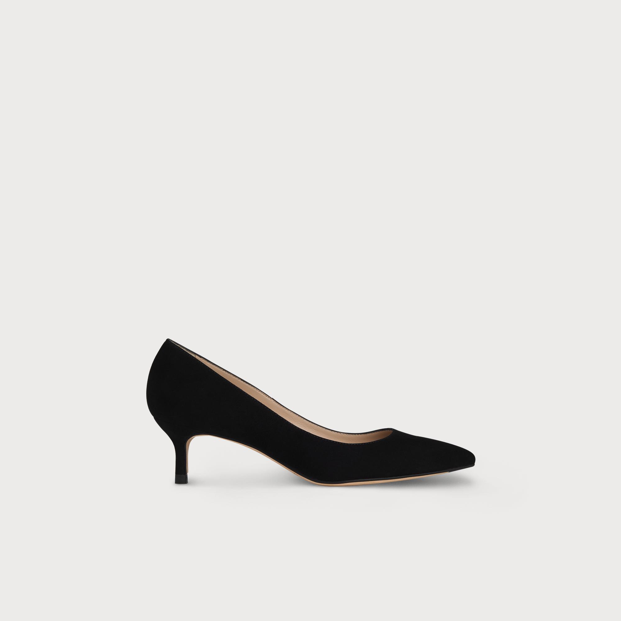 Audrey Black Suede Kitten Heel Courts